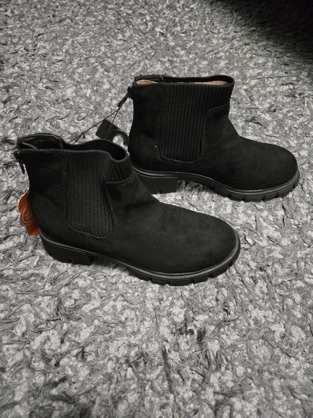 wonder nation Black Kids Chelsea Ankle Boots with Elastic Side Panels